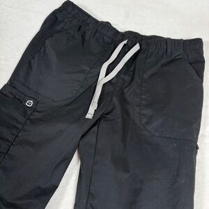 Wonder Work Black Cargo Scrub Pant Women Medium Straight Leg Drawstring Pockets